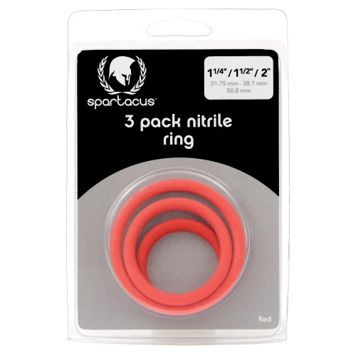 Spartacus Nitrile Cock Ring Set Red Pack of 3