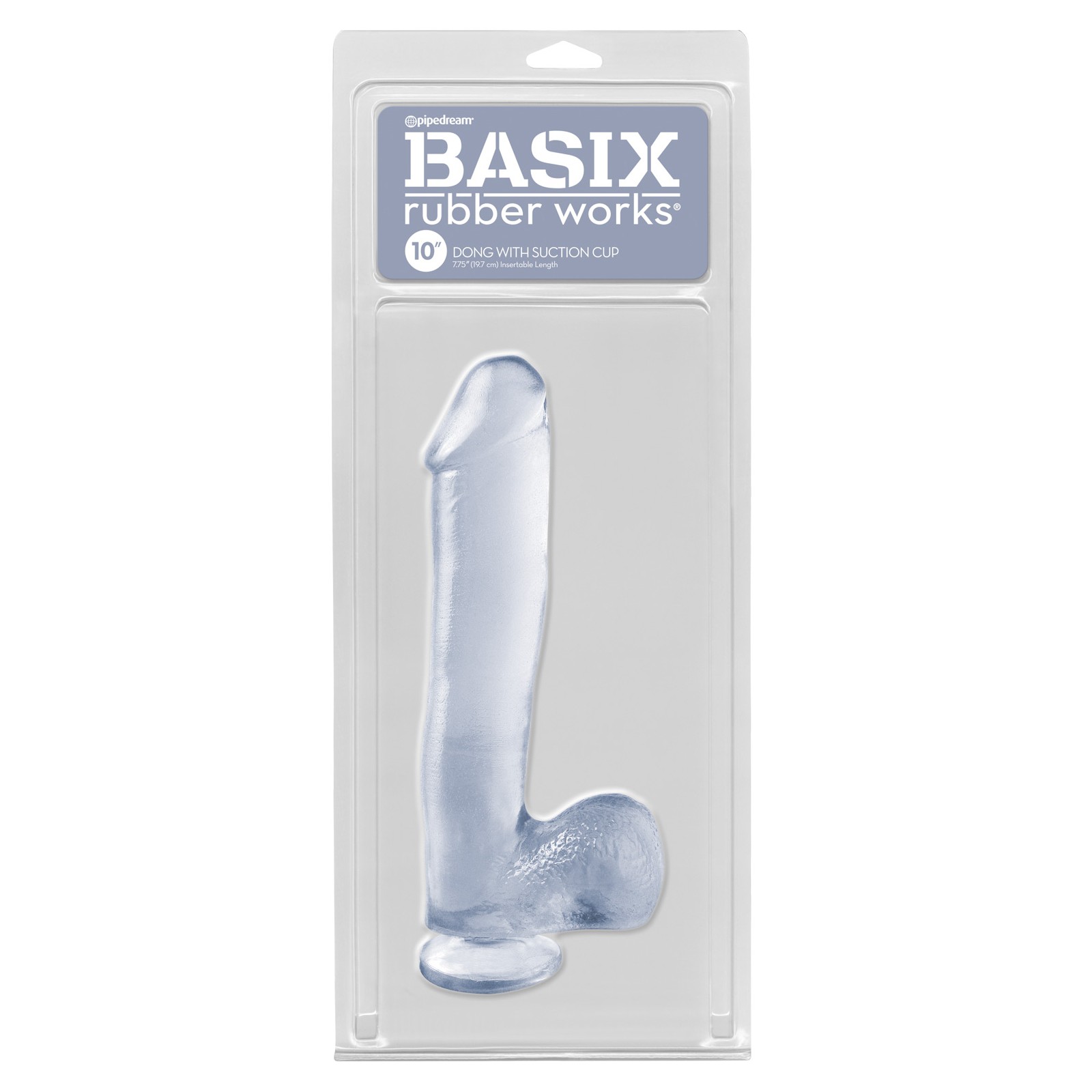 Dong de Caucho Basix de 10" con Ventosa - Placer Transparente