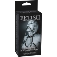 Fetish Fantasy O-Ring Gag & Pinzas para Pezones