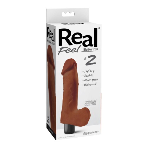 Real Feel No.2 Long 8" Vibe Waterproof Multi-speed Brown