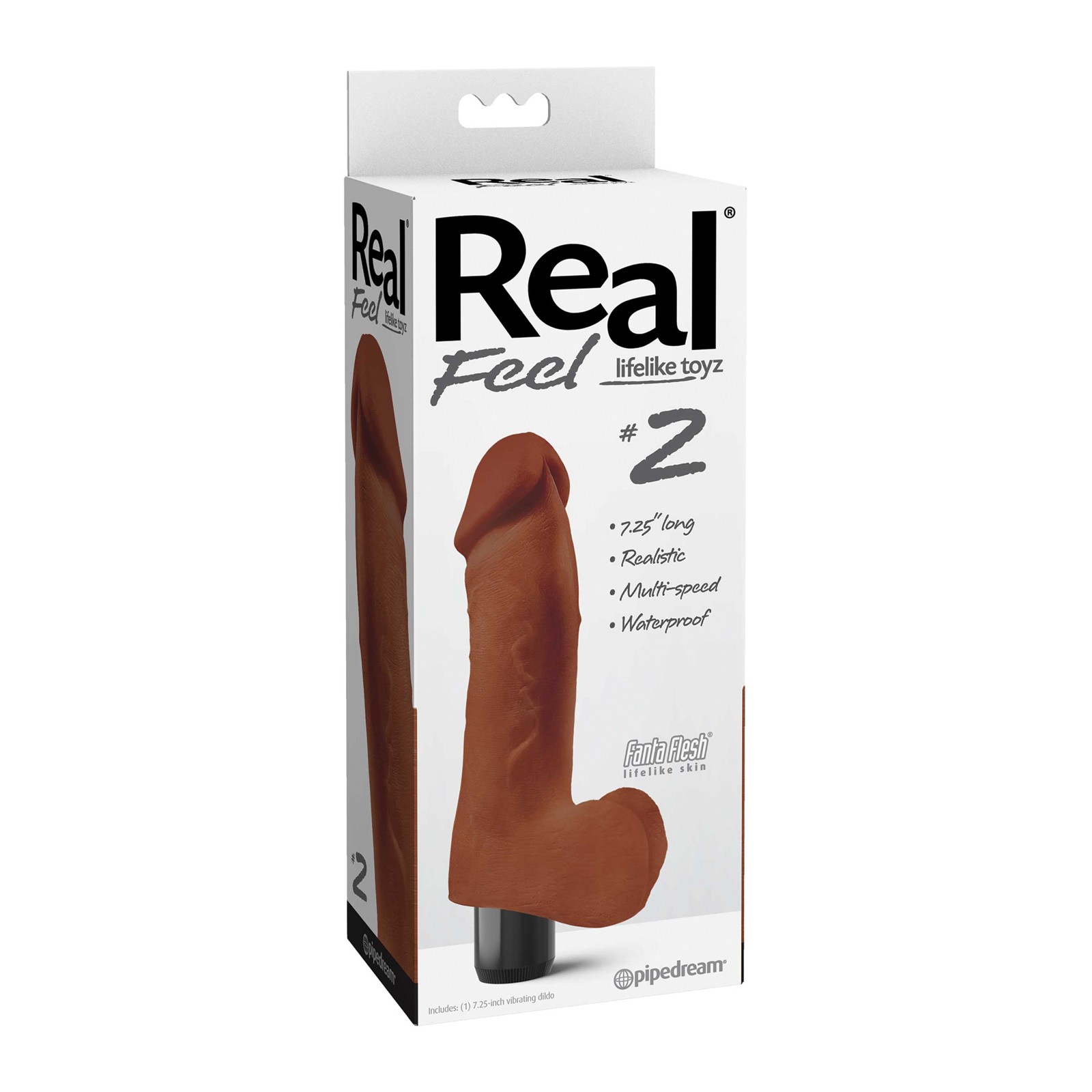 Real Feel No.2 Long 8" Vibe Waterproof Multi-speed Brown