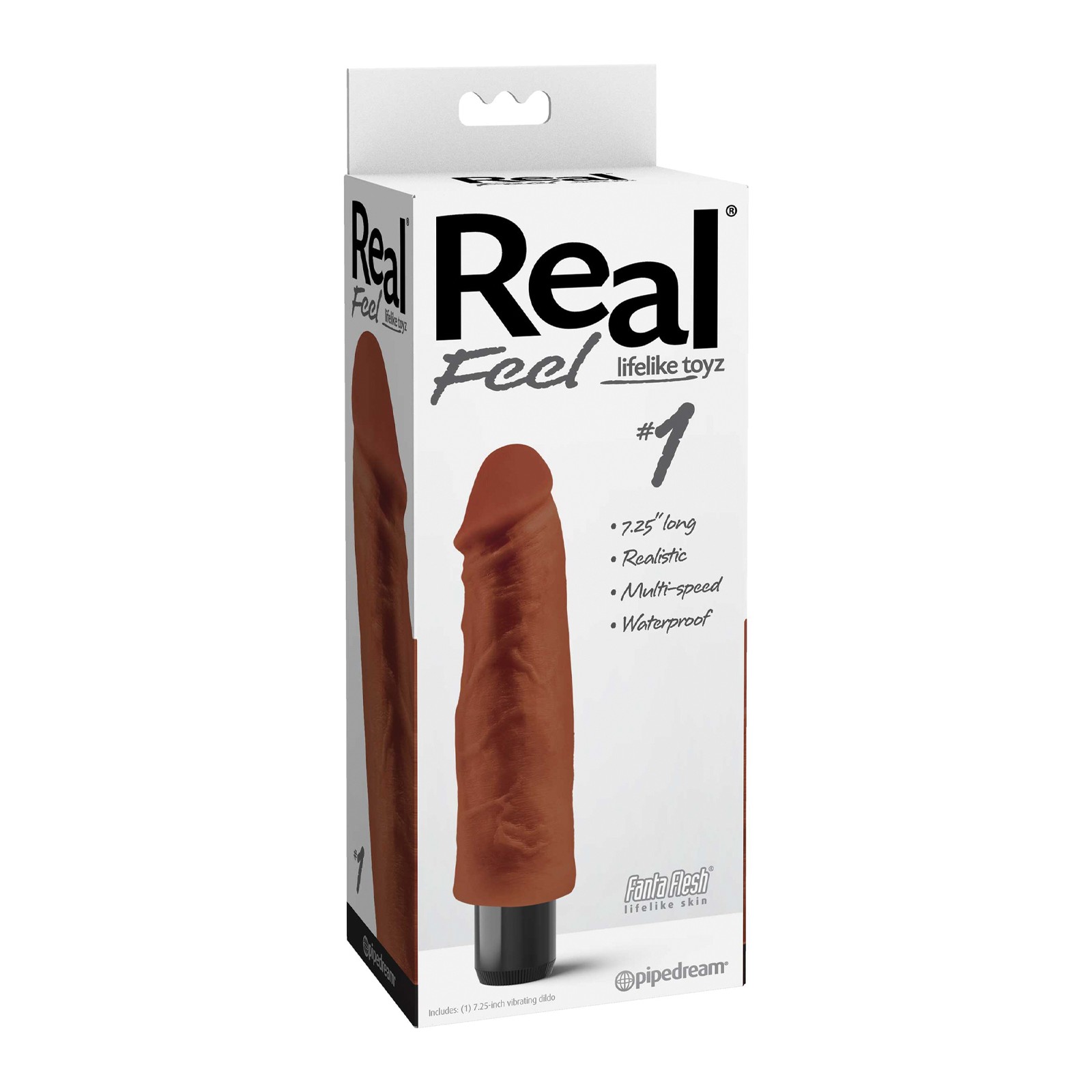 Real Feel 7.5 Inch Waterproof Vibe Multi-speed Brown