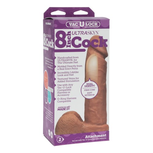 Vac-U-Lock 8" Ultraskyn Cock Attch. - Brown