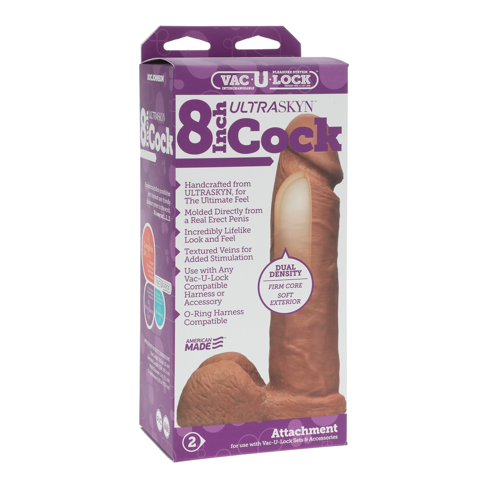 Vac-U-Lock 8" Ultraskyn Cock Attch. - Brown