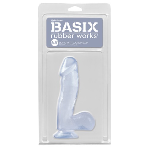 Basix Rubber Works 6.5" Dong with Suction Cup Clear