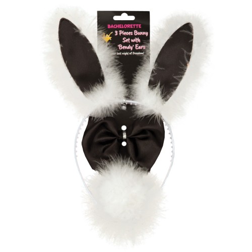 Bachelorette Bunny Set 3 pc with Bendy Ears - Fun Party Outfit