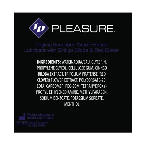 ID Pleasure Waterbased Tingling Lubricant for Enhanced Pleasure