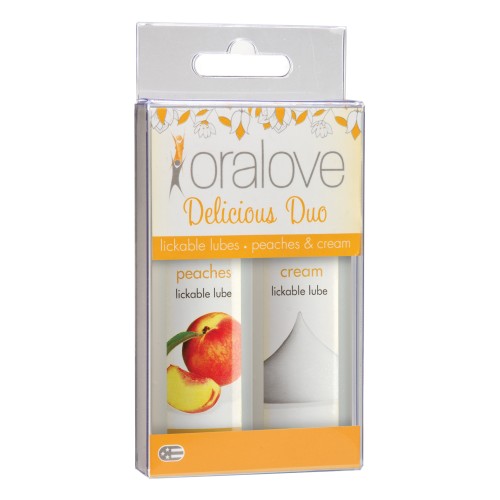 Lubricante Oralove Duo Sabor Duraznos y Crema