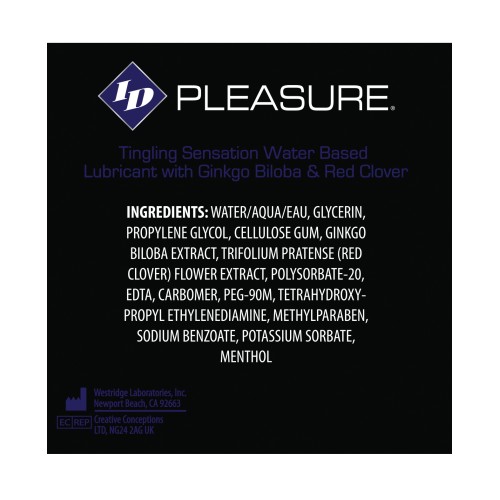 Lubricante A Base de Agua ID Pleasure Con Efecto Cosquilleo para Intimidad