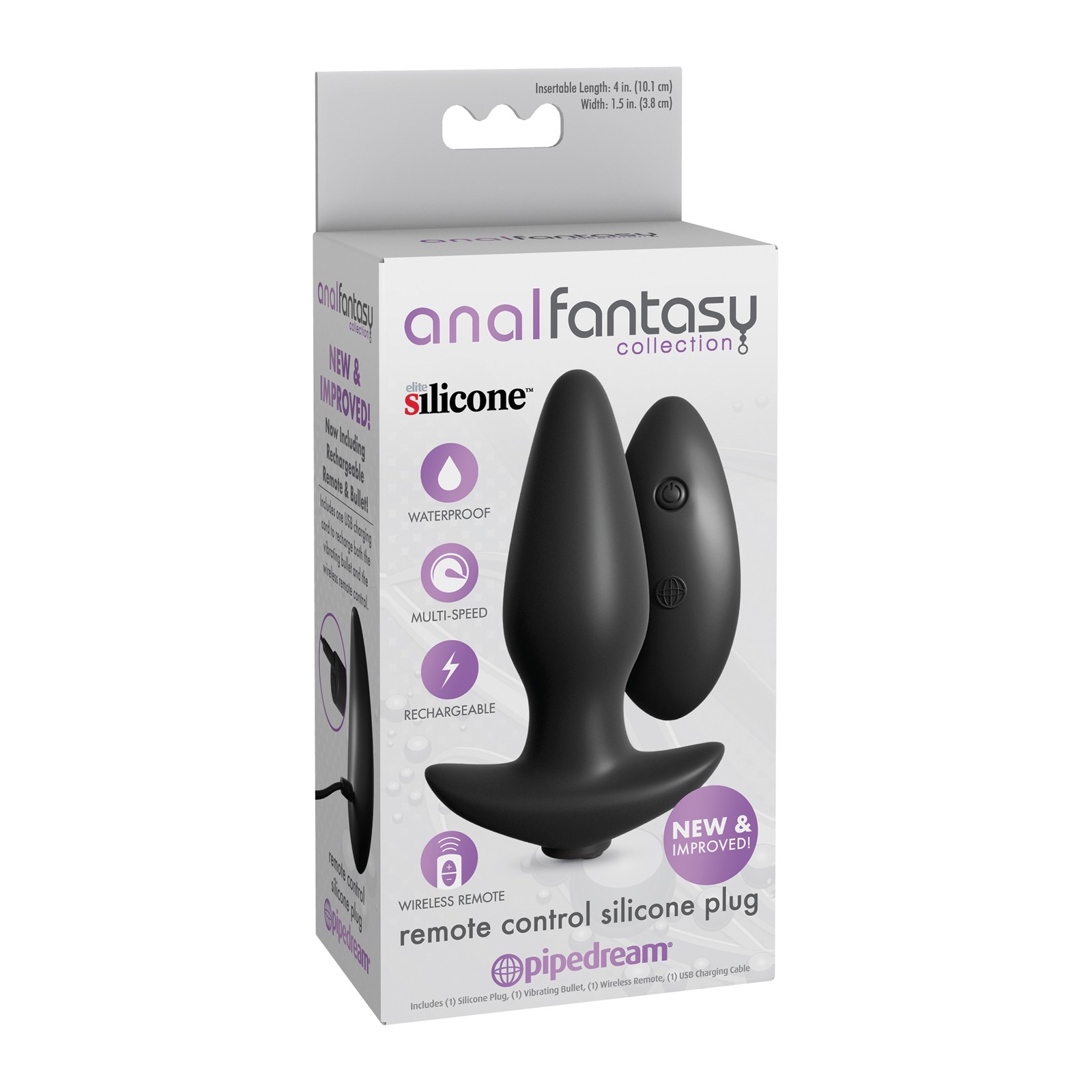 Anal Fantasy Remote Control Silicone Plug Black