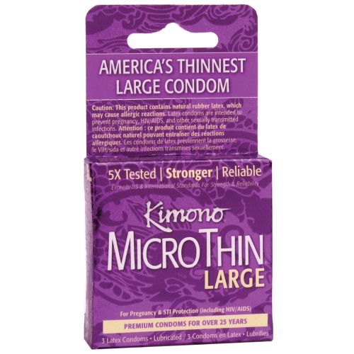 Kimono Micro Thin Large Condom Box of 3 for Ultimate Comfort