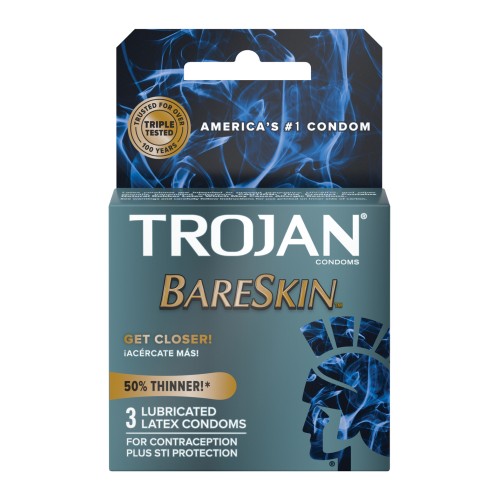 Condones Trojan Bareskin Caja de 3 - Máxima Sensibilidad