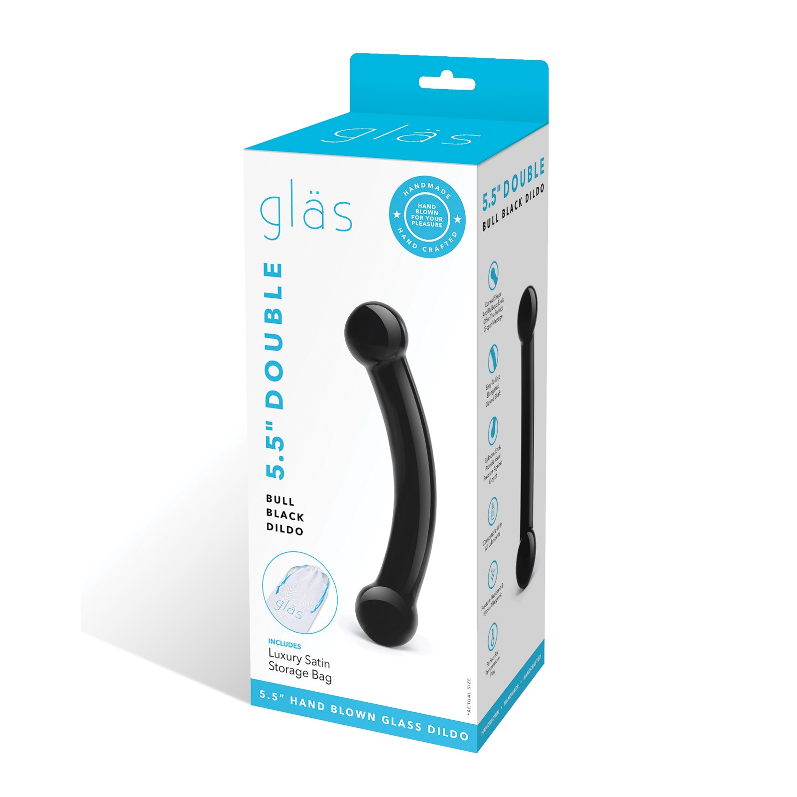 Glas Double Bull Glass Dildo Black