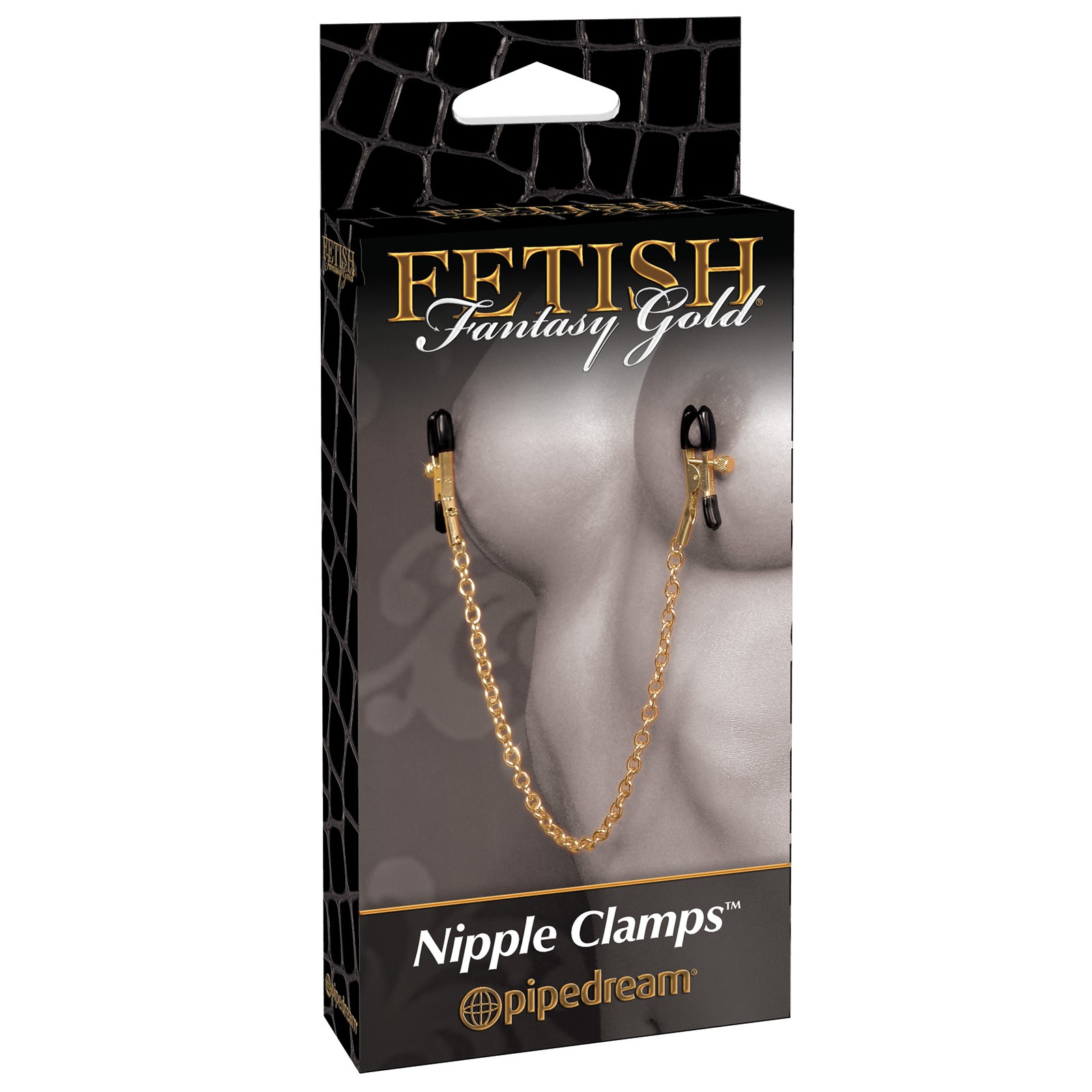 Fetish Fantasy Gold Nipple Clamps with Chain