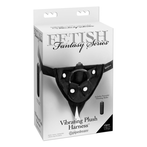 Black Vibrating Plush Harness for Enhanced Play