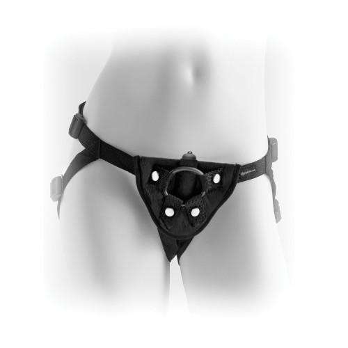 Black Vibrating Plush Harness for Enhanced Play