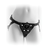 Black Vibrating Plush Harness for Enhanced Play