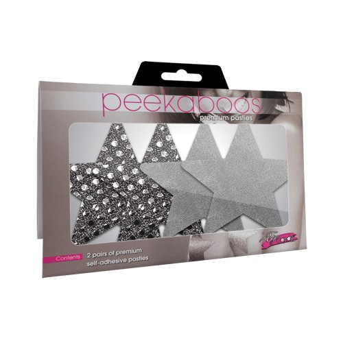 Pasties Dark Angel Stars Plata Paquete de 2