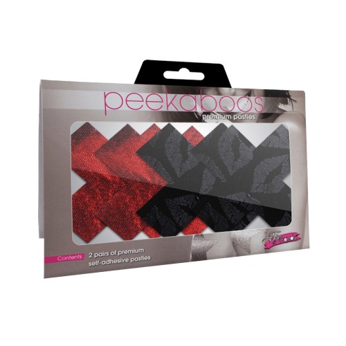 Stolen Kisses Red and Black Pasties Pack of 2