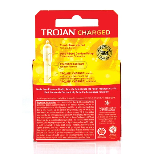 Condones Trojan Intensificados Charged para Placer Mejorado