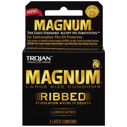 Condones Trojan Magnum Estriados Caja de 3