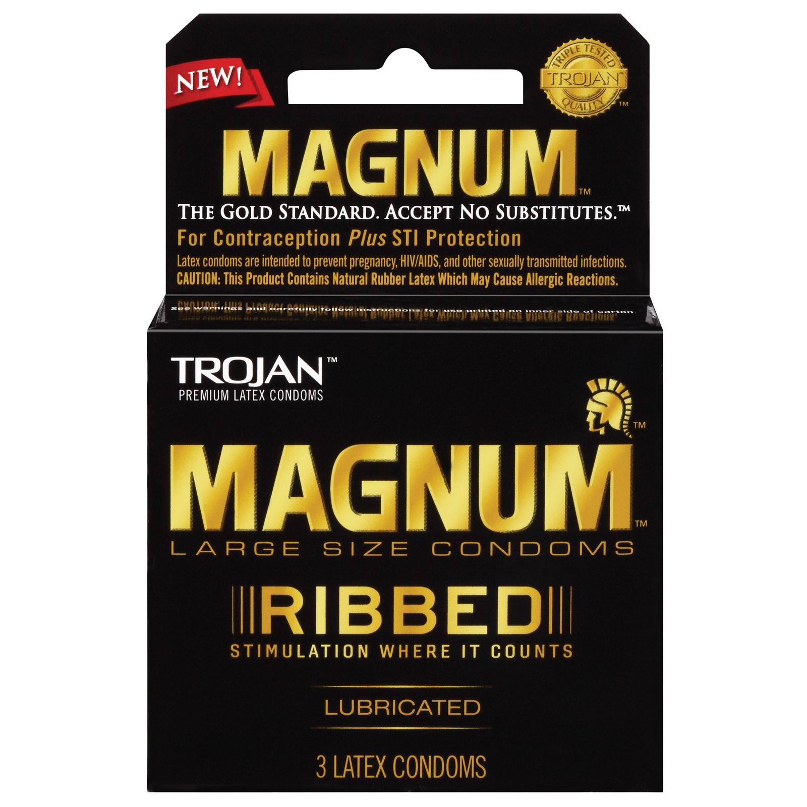 Trojan Magnum Ribbed Condoms Box of 3