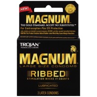 Trojan Magnum Ribbed Condoms Box of 3