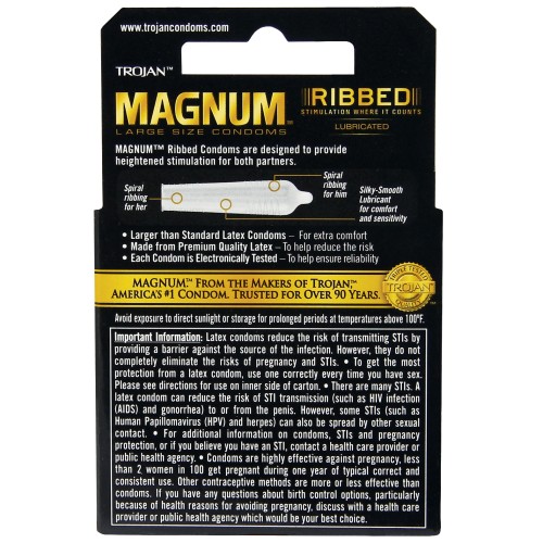 Trojan Magnum Ribbed Condoms Box of 3