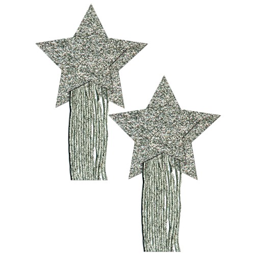 Pastease Glitter Stars with Tassle - Silver