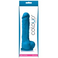 Dildo Colours Pleasures de 5" con Base de Succión Azul