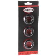 MALESATION Stretchy Cock Rings Pack of 3 Black