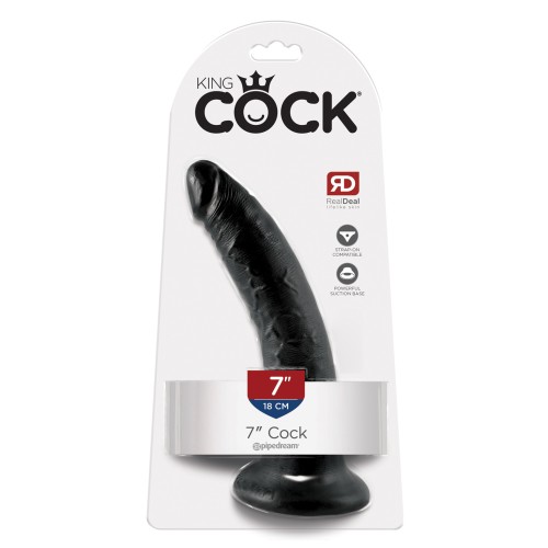 Dildo Negro de 7 Pulgadas King Cock con Base de Succión