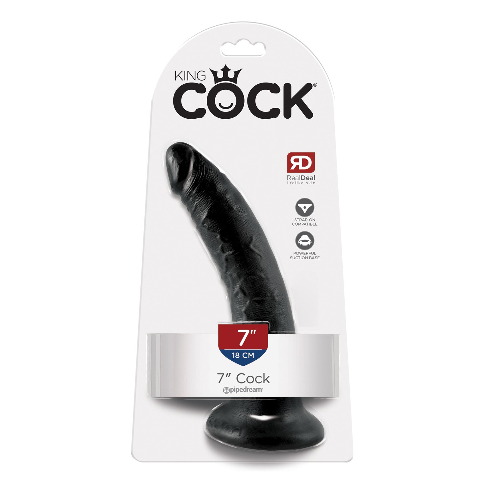 Dildo Negro de 7 Pulgadas King Cock con Base de Succión