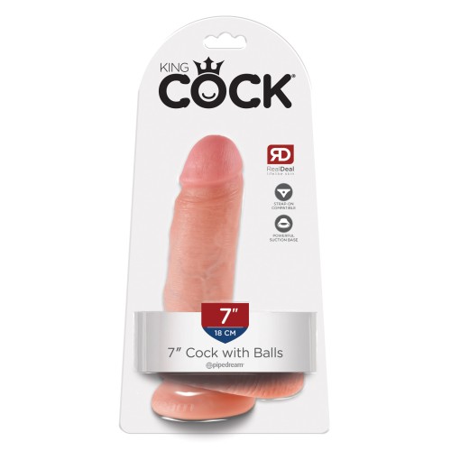 King Cock 7 inch Cock with Balls Flesh