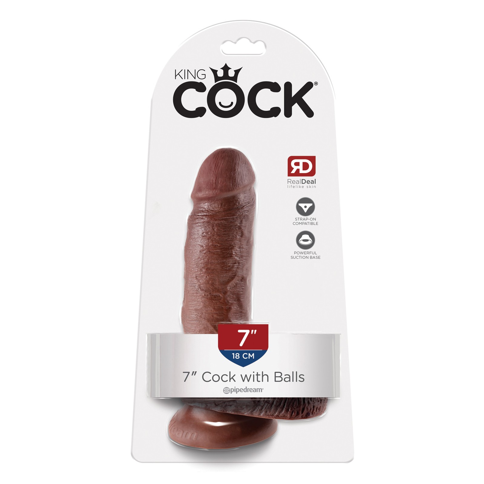 King Cock 7in Dildo with Balls Brown