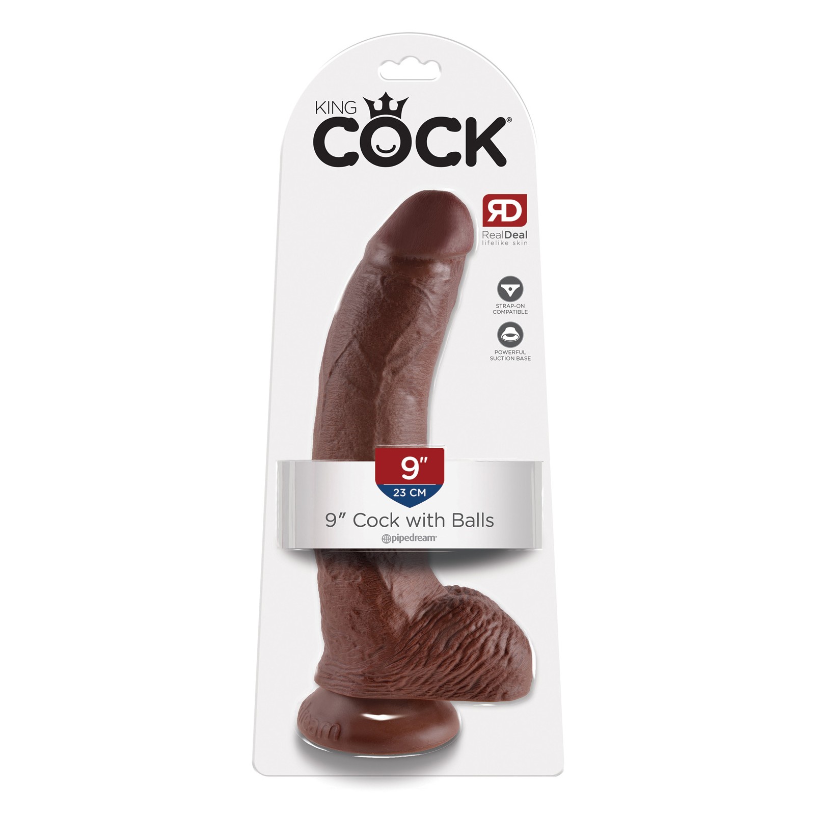 King Cock 9 Cock w Balls Brown