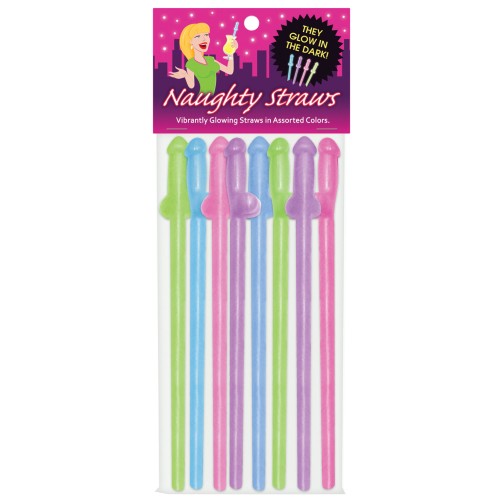 Glow in the Dark Penis Straws Assorted Colors Pack