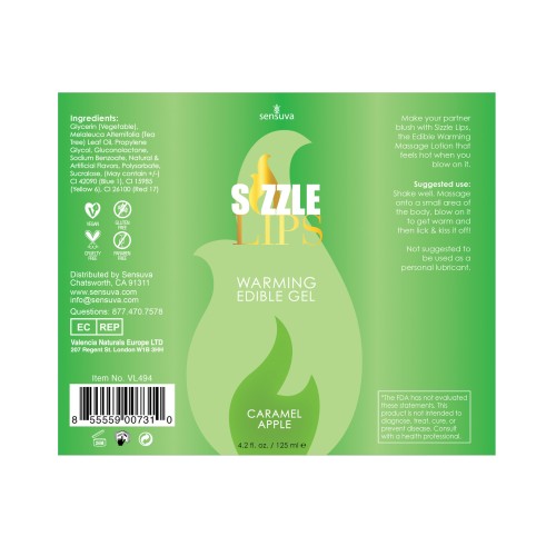 Sizzle Lips Edible Warming Gel - Caramel Apple 4.2 oz