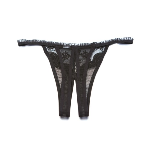 Panty Crotchless Bordado Escallopado Negro O/S