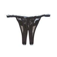 Panty Crotchless Bordado Escallopado Negro O/S