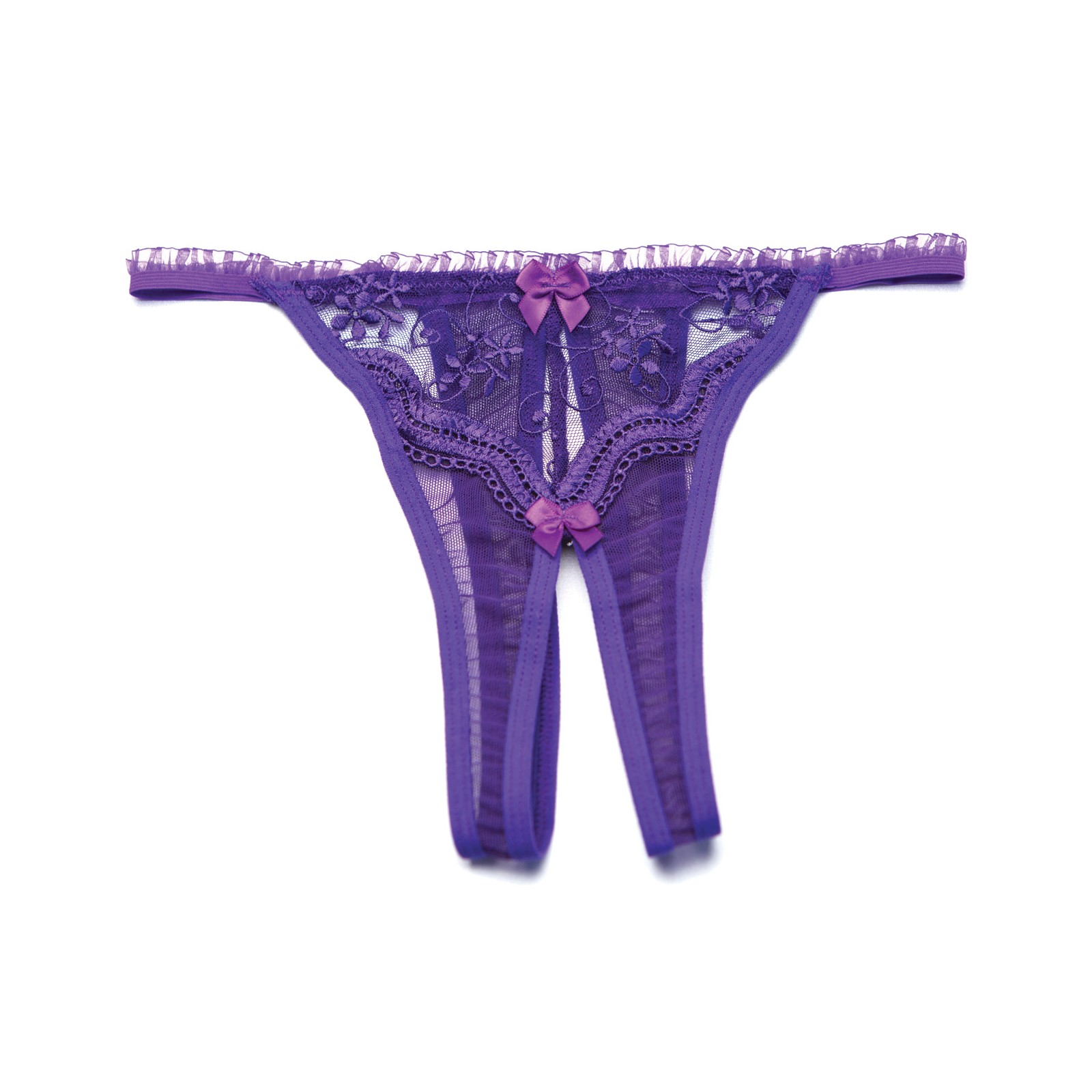 Panty Crotchless Bordado con Conchas Morado