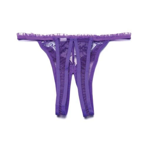 Panty Crotchless Bordado con Conchas Morado