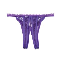 Panty Crotchless Bordado con Conchas Morado