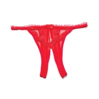 Scalloped Embroidery Crotchless Red Panty