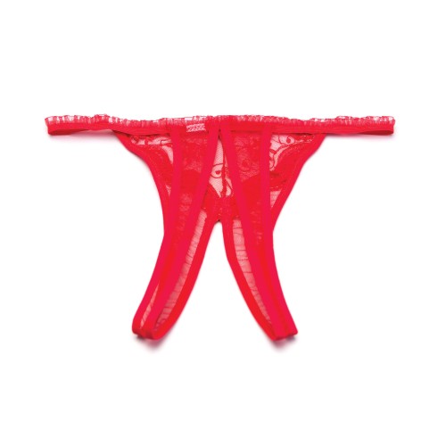 Scalloped Embroidery Crotchless Red Panty