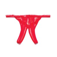 Scalloped Embroidery Crotchless Red Panty