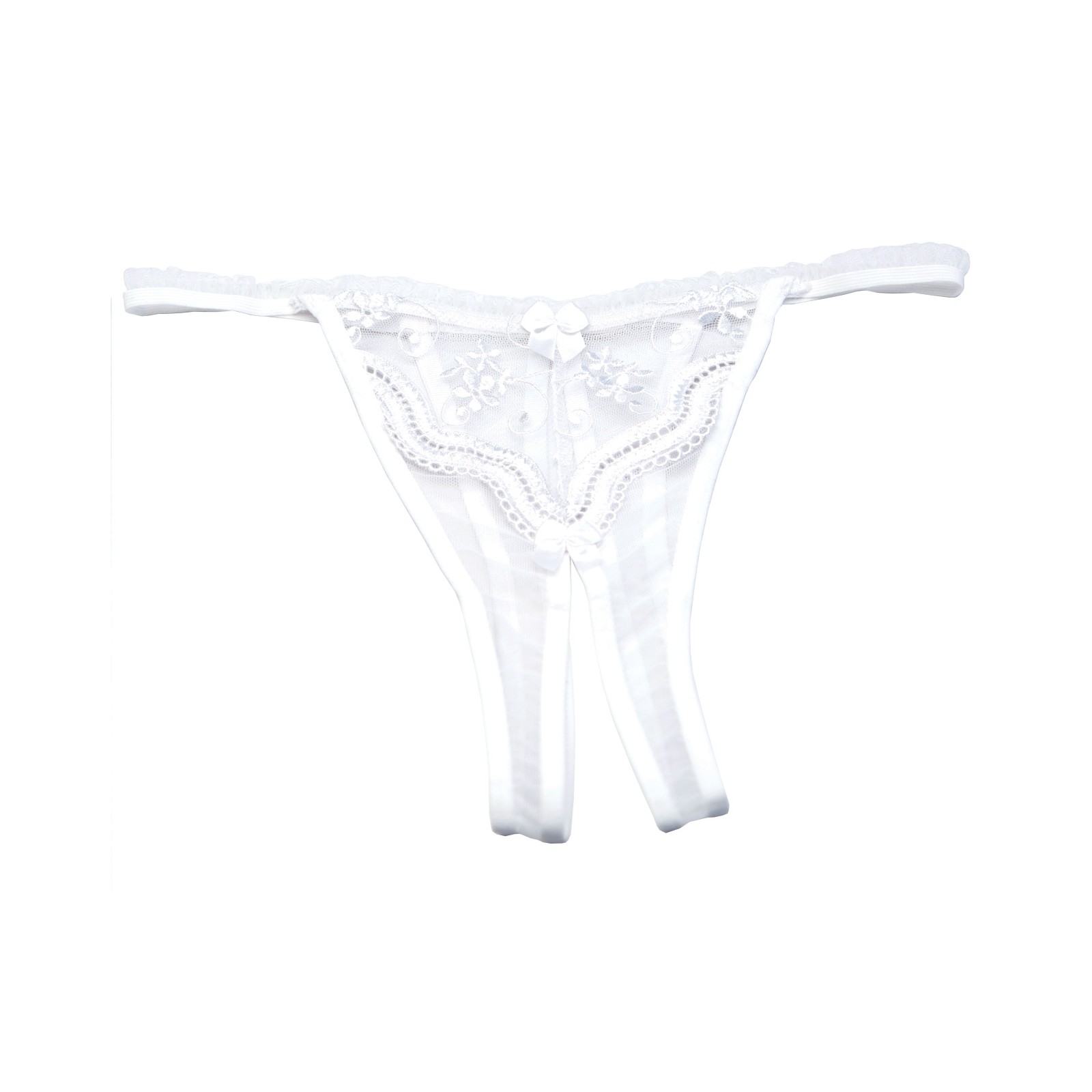 Crotchless Scalloped Embroidery Panty - White