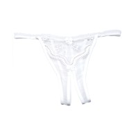 Crotchless Scalloped Embroidery Panty - White