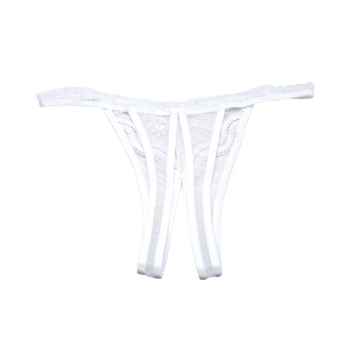 Crotchless Scalloped Embroidery Panty - White