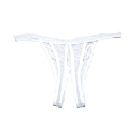 Crotchless Scalloped Embroidery Panty - White